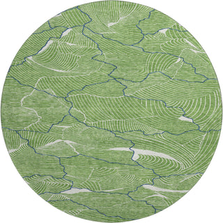 Piper Looms Mayfield Lines AMF1048 Green Machine Washable Area Rug Round Main Image
