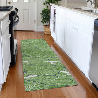 Piper Looms Mayfield Lines AMF1048 Green Machine Washable Area Rug Runner Lifestyle Image Feature