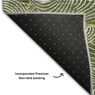 Piper Looms Mayfield Lines AMF1048 Olive Machine Washable Area Rug Backing Image