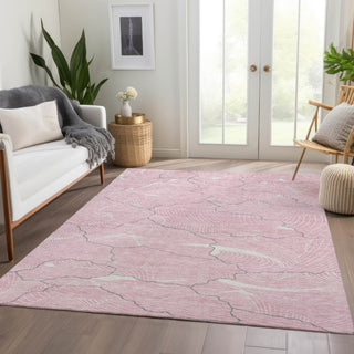 Piper Looms Mayfield Lines AMF1048 Pink Machine Washable Area Rug Lifestyle Image Feature
