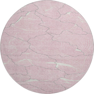 Piper Looms Mayfield Lines AMF1048 Pink Machine Washable Area Rug Round Main Image