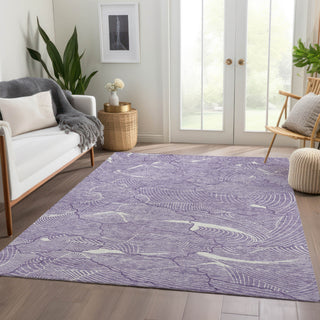 Piper Looms Mayfield Lines AMF1048 Purple Machine Washable Area Rug Lifestyle Image Feature
