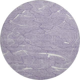 Piper Looms Mayfield Lines AMF1048 Purple Machine Washable Area Rug Round Main Image