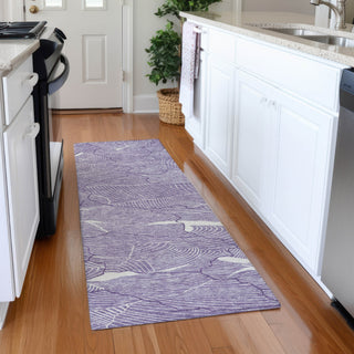 Piper Looms Mayfield Lines AMF1048 Purple Machine Washable Area Rug Runner Lifestyle Image Feature