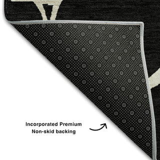 Piper Looms Mayfield Squares AMF1049 Black Machine Washable Area Rug Backing Image