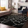 Piper Looms Mayfield Squares AMF1049 Black Machine Washable Area Rug Lifestyle Image Feature