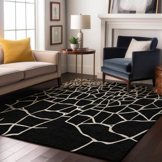 Piper Looms Mayfield Squares AMF1049 Black Machine Washable Area Rug Lifestyle Image Feature