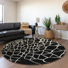Piper Looms Mayfield Squares AMF1049 Black Machine Washable Area Rug Round Lifestyle Image Feature