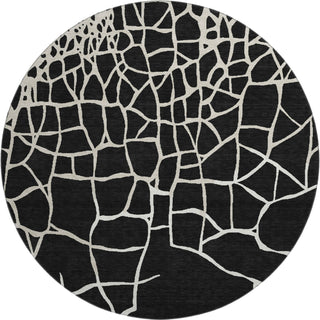 Piper Looms Mayfield Squares AMF1049 Black Machine Washable Area Rug Round Main Image