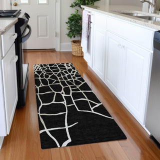 Piper Looms Mayfield Squares AMF1049 Black Machine Washable Area Rug Runner Lifestyle Image Feature