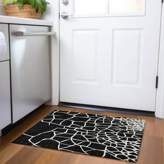 Piper Looms Mayfield Squares AMF1049 Black Machine Washable Area Rug Scatter Lifestyle Image Feature