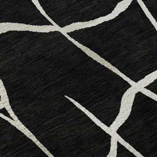Piper Looms Mayfield Squares AMF1049 Black Machine Washable Area Rug Swatch Image