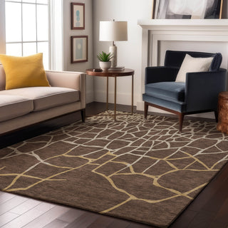 Piper Looms Mayfield Squares AMF1049 Brown Machine Washable Area Rug Lifestyle Image Feature