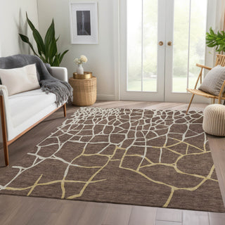 Piper Looms Mayfield Squares AMF1049 Brown Machine Washable Area Rug Lifestyle Image Feature