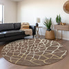 Piper Looms Mayfield Squares AMF1049 Brown Machine Washable Area Rug Round Lifestyle Image Feature