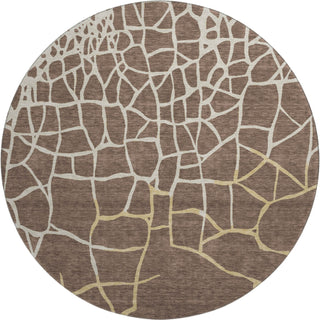 Piper Looms Mayfield Squares AMF1049 Brown Machine Washable Area Rug Round Main Image