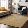 Piper Looms Mayfield Squares AMF1049 Gold Machine Washable Area Rug Lifestyle Image Feature