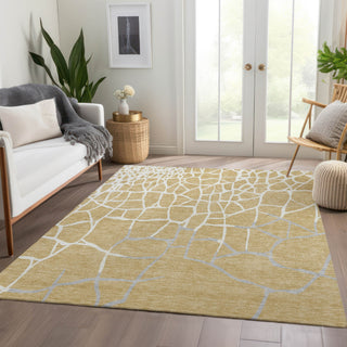 Piper Looms Mayfield Squares AMF1049 Gold Machine Washable Area Rug Lifestyle Image Feature