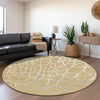 Piper Looms Mayfield Squares AMF1049 Gold Machine Washable Area Rug Round Lifestyle Image Feature