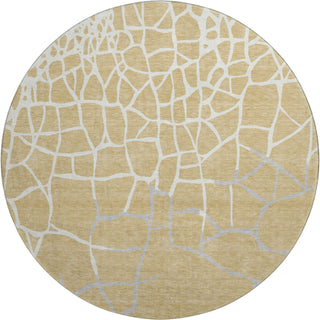 Piper Looms Mayfield Squares AMF1049 Gold Machine Washable Area Rug Round Main Image