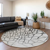 Piper Looms Mayfield Squares AMF1049 Gray Machine Washable Area Rug Round Lifestyle Image Feature