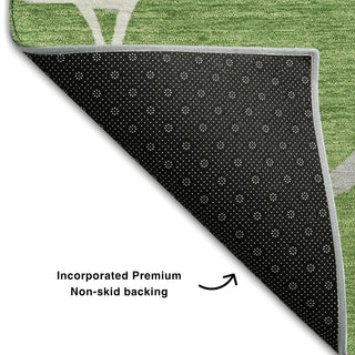 Piper Looms Mayfield Squares AMF1049 Green Machine Washable Area Rug Backing Image