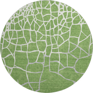 Piper Looms Mayfield Squares AMF1049 Green Machine Washable Area Rug Round Main Image