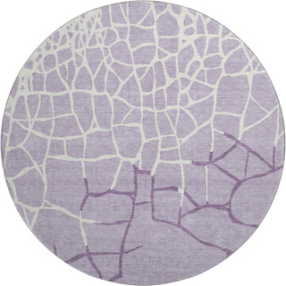Piper Looms Mayfield Squares AMF1049 Lavender Machine Washable Area Rug Round Main Image