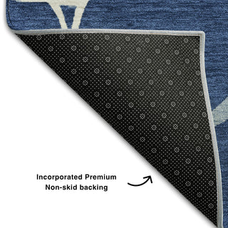 Piper Looms Mayfield Squares AMF1049 Navy Machine Washable Area Rug Backing Image
