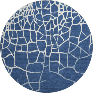 Piper Looms Mayfield Squares AMF1049 Navy Machine Washable Area Rug Round Main Image