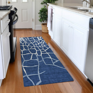 Piper Looms Mayfield Squares AMF1049 Navy Machine Washable Area Rug Runner Lifestyle Image Feature