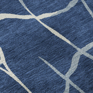 Piper Looms Mayfield Squares AMF1049 Navy Machine Washable Area Rug Swatch Image