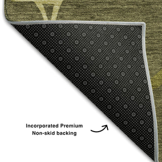 Piper Looms Mayfield Squares AMF1049 Olive Machine Washable Area Rug Backing Image
