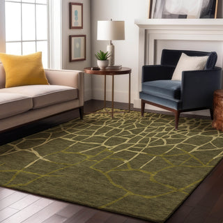 Piper Looms Mayfield Squares AMF1049 Olive Machine Washable Area Rug Lifestyle Image Feature