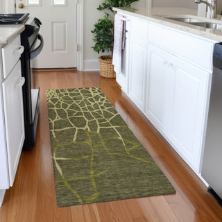 Piper Looms Mayfield Squares AMF1049 Olive Machine Washable Area Rug Runner Lifestyle Image Feature