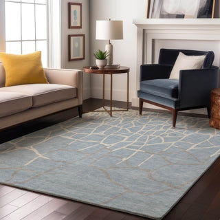 Piper Looms Mayfield Squares AMF1049 Sky Machine Washable Area Rug Lifestyle Image Feature