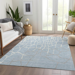 Piper Looms Mayfield Squares AMF1049 Sky Machine Washable Area Rug Lifestyle Image Feature