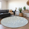 Piper Looms Mayfield Squares AMF1049 Sky Machine Washable Area Rug Round Lifestyle Image Feature