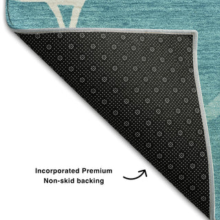 Piper Looms Mayfield Squares AMF1049 Teal Machine Washable Area Rug Backing Image