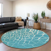 Piper Looms Mayfield Squares AMF1049 Teal Machine Washable Area Rug Round Lifestyle Image Feature