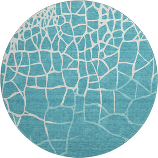 Piper Looms Mayfield Squares AMF1049 Teal Machine Washable Area Rug Round Main Image