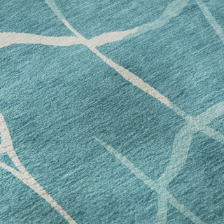 Piper Looms Mayfield Squares AMF1049 Teal Machine Washable Area Rug Swatch Image