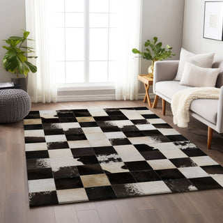Piper Looms Mayfield Boxes AMF105 Black Machine Washable Area Rug Lifestyle Image Feature