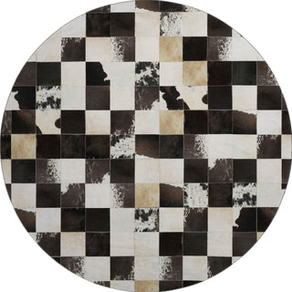 Piper Looms Mayfield Boxes AMF105 Black Machine Washable Area Rug Round Main Image