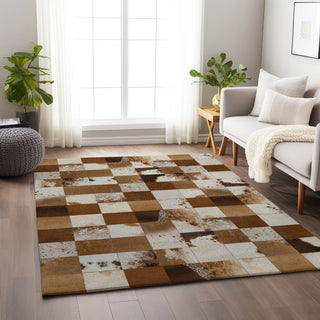 Piper Looms Mayfield Boxes AMF105 Brown Machine Washable Area Rug Lifestyle Image Feature