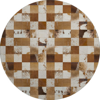 Piper Looms Mayfield Boxes AMF105 Brown Machine Washable Area Rug Round Main Image