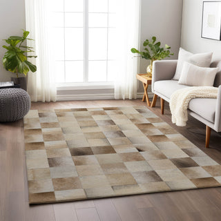 Piper Looms Mayfield Boxes AMF105 Taupe Machine Washable Area Rug Lifestyle Image Feature