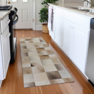 Piper Looms Mayfield Boxes AMF105 Taupe Machine Washable Area Rug Runner Lifestyle Image Feature
