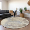 Piper Looms Mayfield Abstract AMF1050 Beige Machine Washable Area Rug Round Lifestyle Image Feature