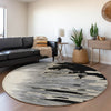 Piper Looms Mayfield Abstract AMF1050 Black Machine Washable Area Rug Round Lifestyle Image Feature